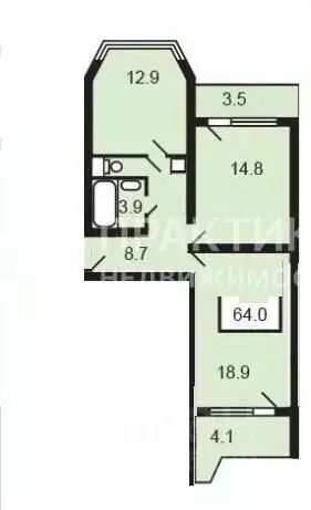 2-к кв. Московская область, Балашиха Зеленая ул., 34 (64.0 м) - Фото 1