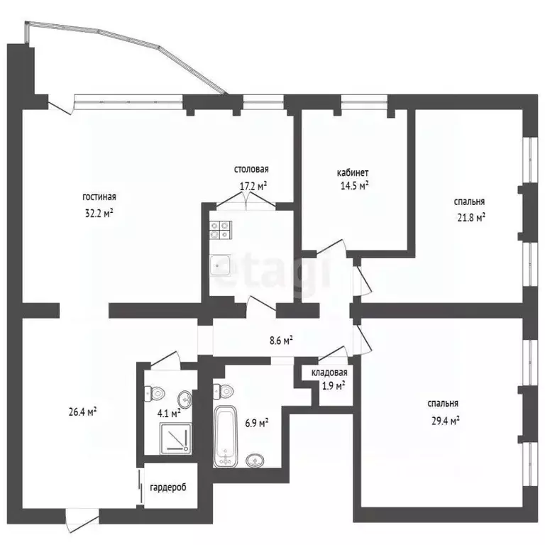 4-к кв. Тюменская область, Тюмень ул. 8 Марта, 2 (163.0 м) - Фото 2