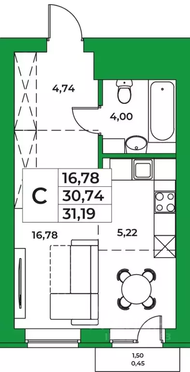 1-к кв. Башкортостан, Уфимский район, Зубовский сельсовет, с. Зубово ... - Фото 1