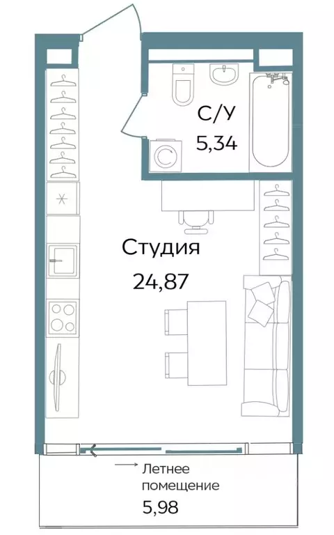 Студия Крым, Саки ул. Морская (36.19 м) - Фото 0
