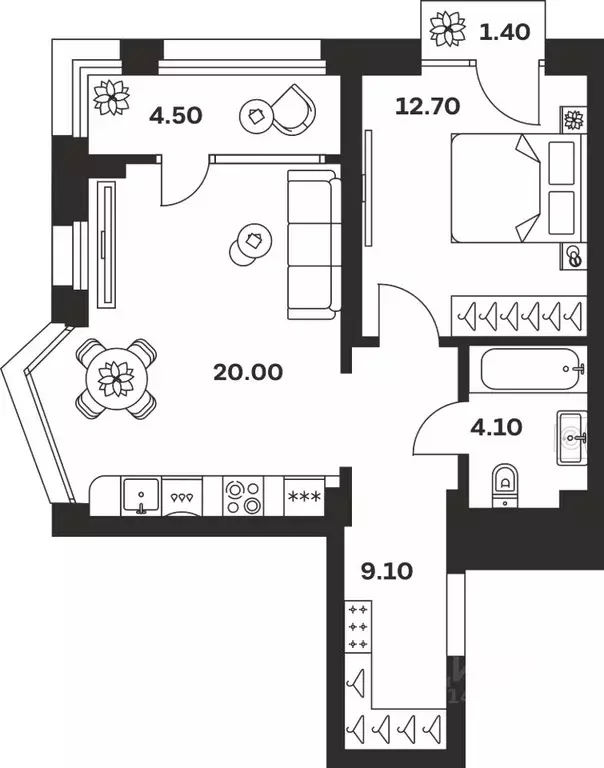 1-к кв. Тульская область, Тула ул. Михеева, 9А (51.8 м) - Фото 1