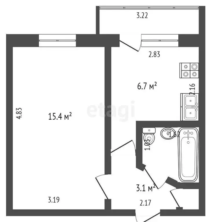 1-комнатная квартира: Дмитров, 2-я Комсомольская улица, 15А (28.2 м) - Фото 0