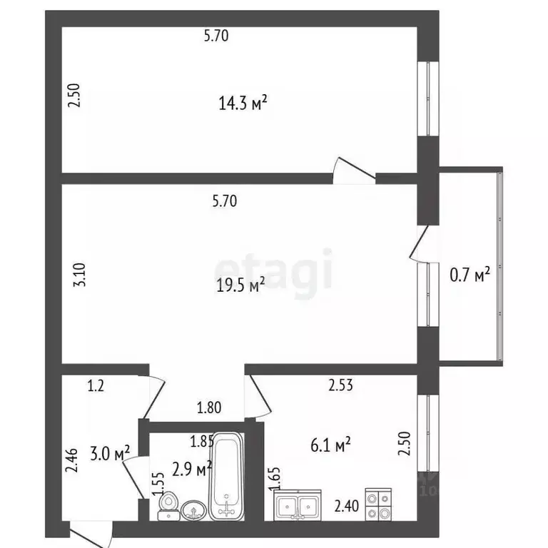 2-к кв. Башкортостан, Стерлитамак ул. Худайбердина, 140 (45.8 м) - Фото 0