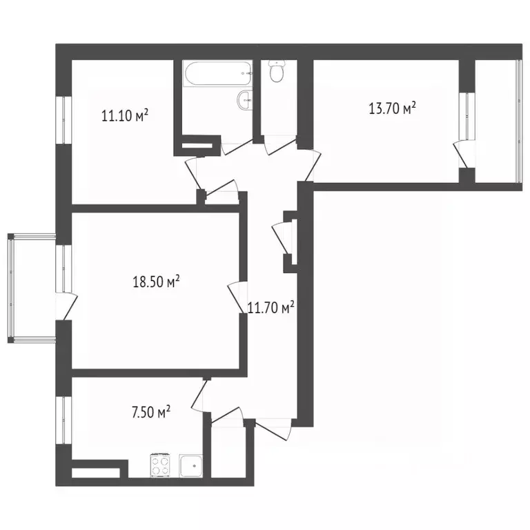 3-к кв. Крым, Симферополь ул. Ладыгина (75.0 м) - Фото 1