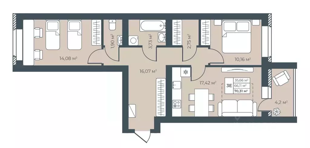 3-к кв. Воронежская область, Павловск ул. Свободы, 29 (70.31 м) - Фото 1