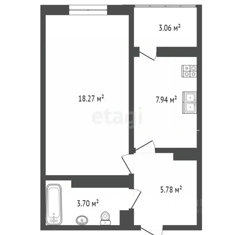 1-к кв. Ростовская область, Аксай ул. Менделеева, 53А (34.4 м) - Фото 1