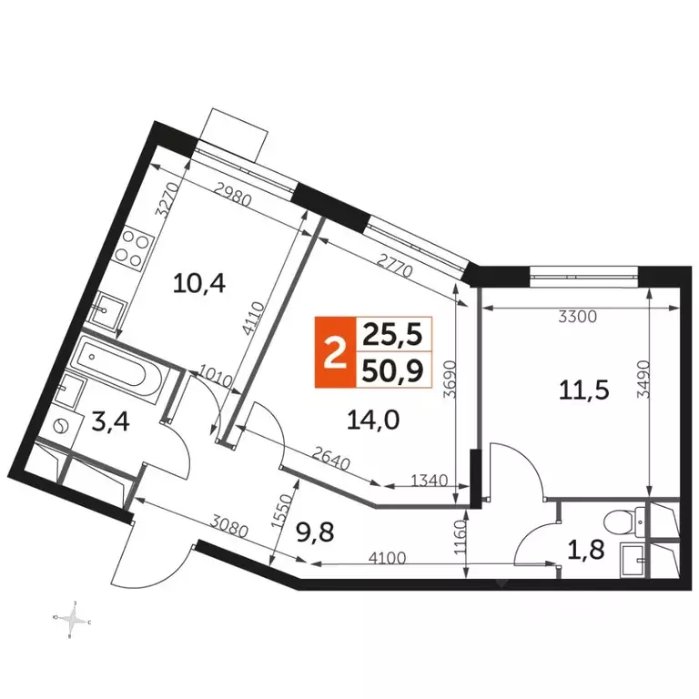 2-к кв. Московская область, Ленинский городской округ, пос. Развилка ... - Фото 1