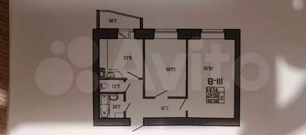 2-к. квартира, 51 м, 6/7 эт. - Фото 1