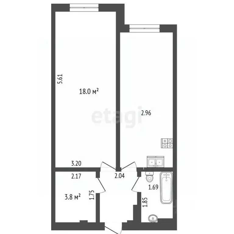 1-к кв. Севастополь ул. Челнокова, 17к1 (38.9 м) - Фото 2