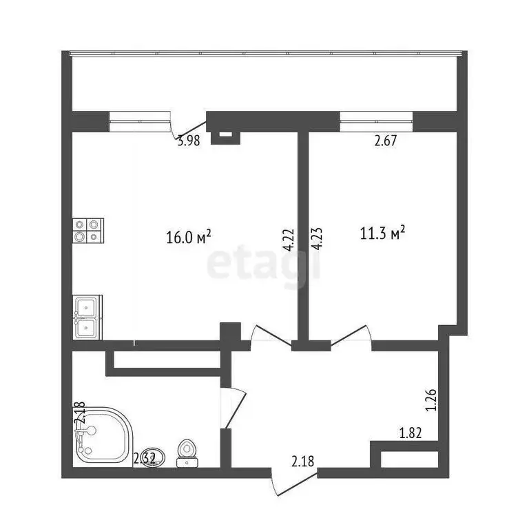 1-комнатная квартира: Тюмень, Кремлёвская улица, 112к4 (38 м) - Фото 0