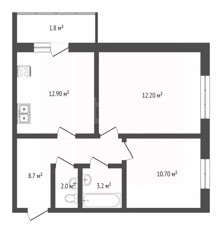 2-к кв. Вологодская область, Вологда Водники мкр, ул. Северная, 36Б ... - Фото 2