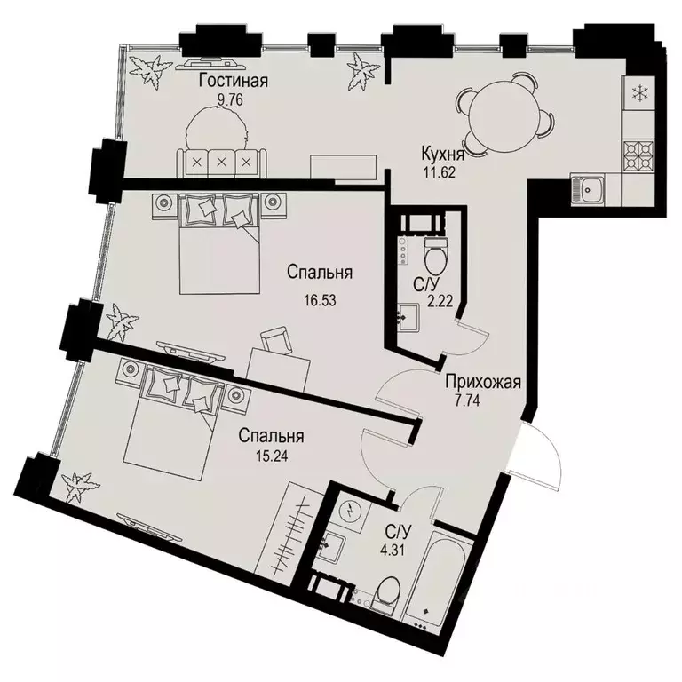3-к кв. Санкт-Петербург ул. Профессора Попова, 38 (67.42 м) - Фото 0