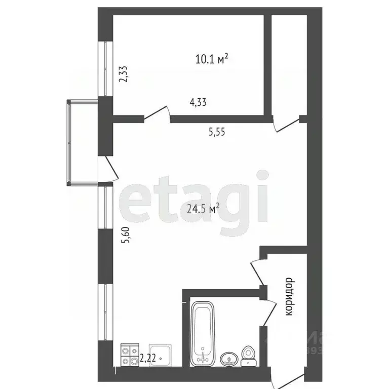 1-к кв. Тюменская область, Тюмень Профсоюзная ул., 88 (42.0 м) - Фото 1