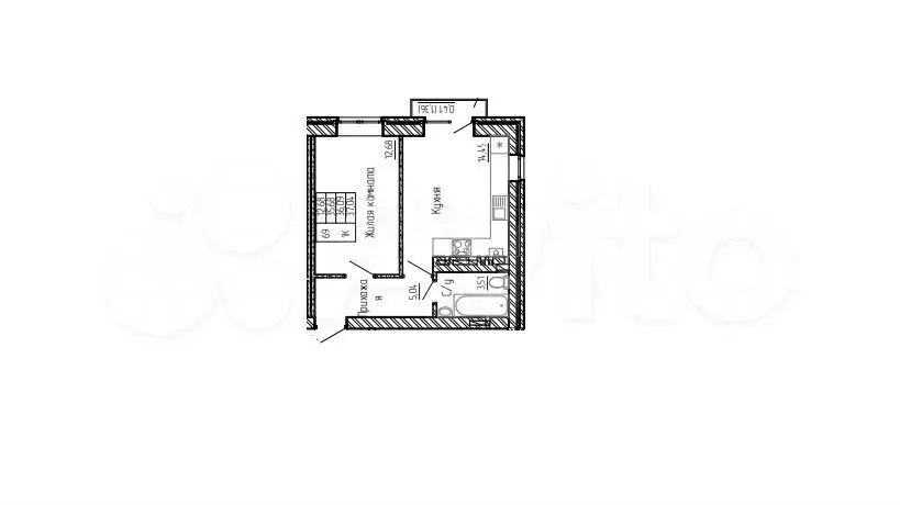 1-к. квартира, 36,1м, 2/4эт. - Фото 1