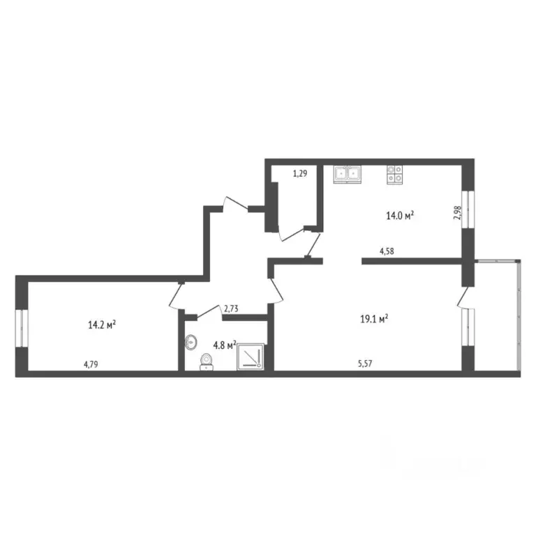 2-к кв. Тюменская область, Тюмень ул. Ю.-Р.Г. Эрвье, 30к3 (61.5 м) - Фото 2
