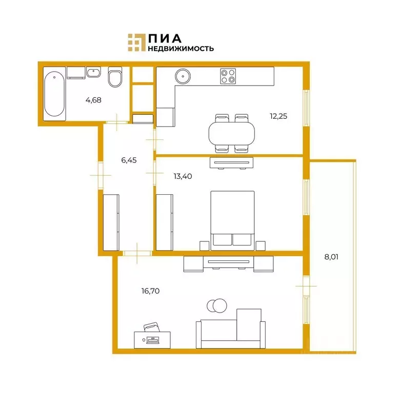 2-к кв. Санкт-Петербург ул. Среднерогатская, 12к1 (53.5 м) - Фото 2