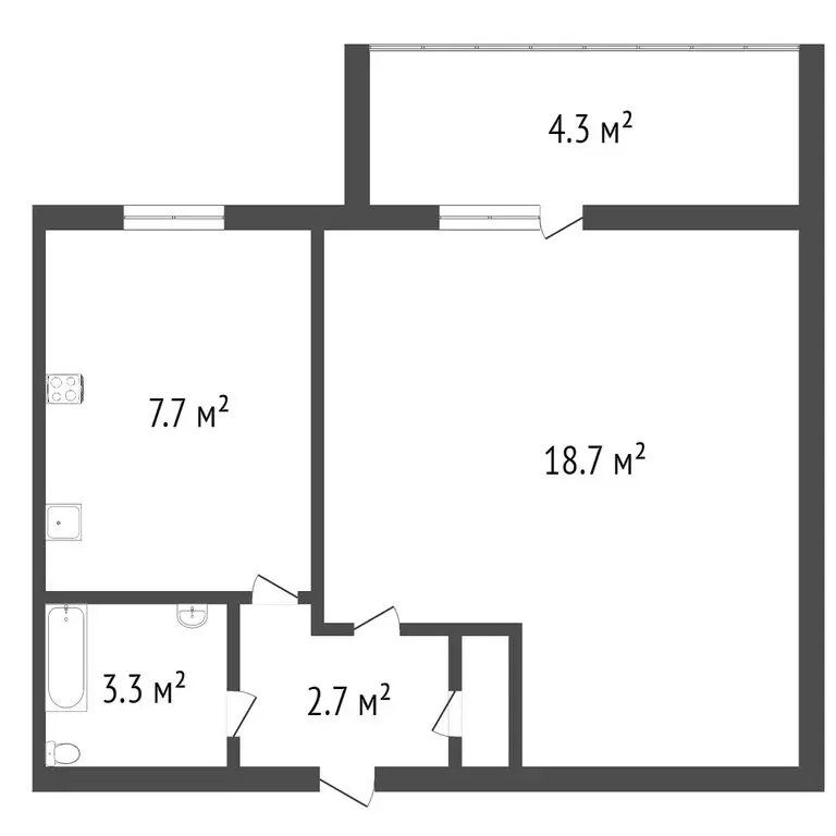 1-комнатная квартира: Ишим, улица Чернышевского, 4 (32.9 м) - Фото 1