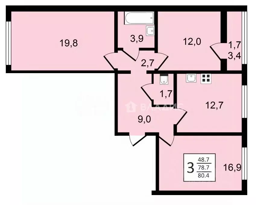 3-к кв. Воронежская область, Воронеж ул. Шишкова, 140Б/6 (80.4 м) - Фото 0