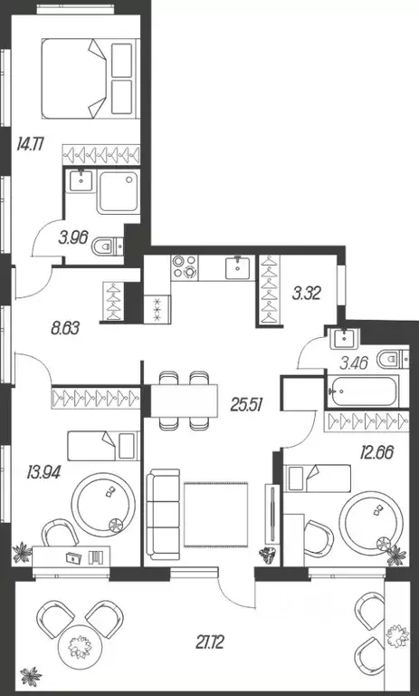 3-к кв. Тульская область, Тула ул. Самоварная, 21 (94.02 м) - Фото 1