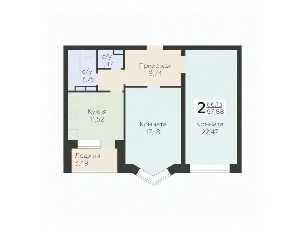 2-к кв. Орловская область, Орел ул. Панчука, 83Б (67.88 м) - Фото 0
