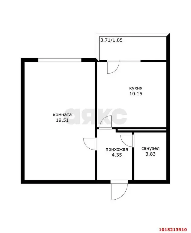 1-комнатная квартира: Краснодар, улица имени 75-летия Победы, 26 (37.8 ... - Фото 1