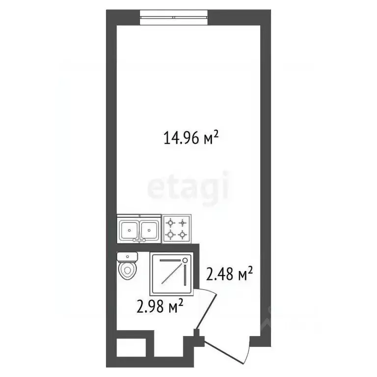 Студия Санкт-Петербург просп. Крузенштерна, 4 (21.0 м) - Фото 2
