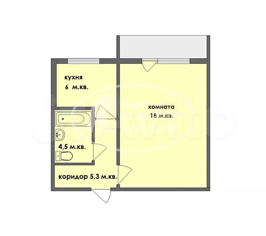 1-к. квартира, 30,9 м, 4/5 эт. - Фото 0