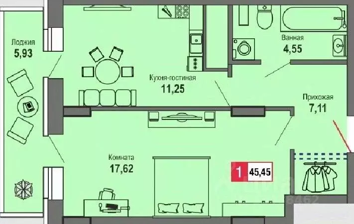 1-к кв. Тверская область, Тверь Брусилово мкр,  (45.45 м) - Фото 0