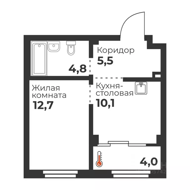 1-к кв. Челябинская область, Челябинск пос. Бабушкина,  (33.1 м) - Фото 0