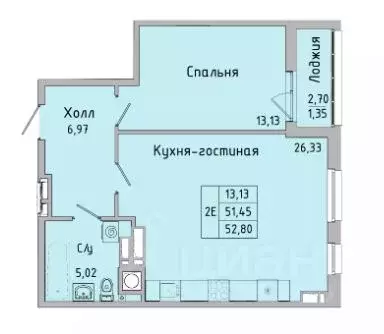 2-к кв. Ростовская область, Батайск ул. Ушинского, 27Ак3 (52.8 м) - Фото 0