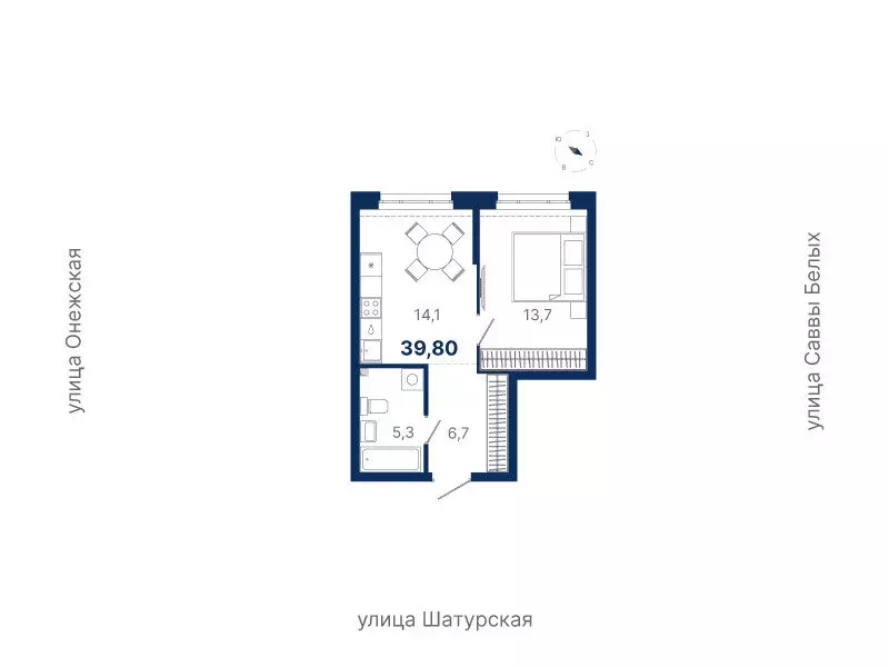 1-комнатная квартира: Екатеринбург, жилой район Южный, жилая ... - Фото 0