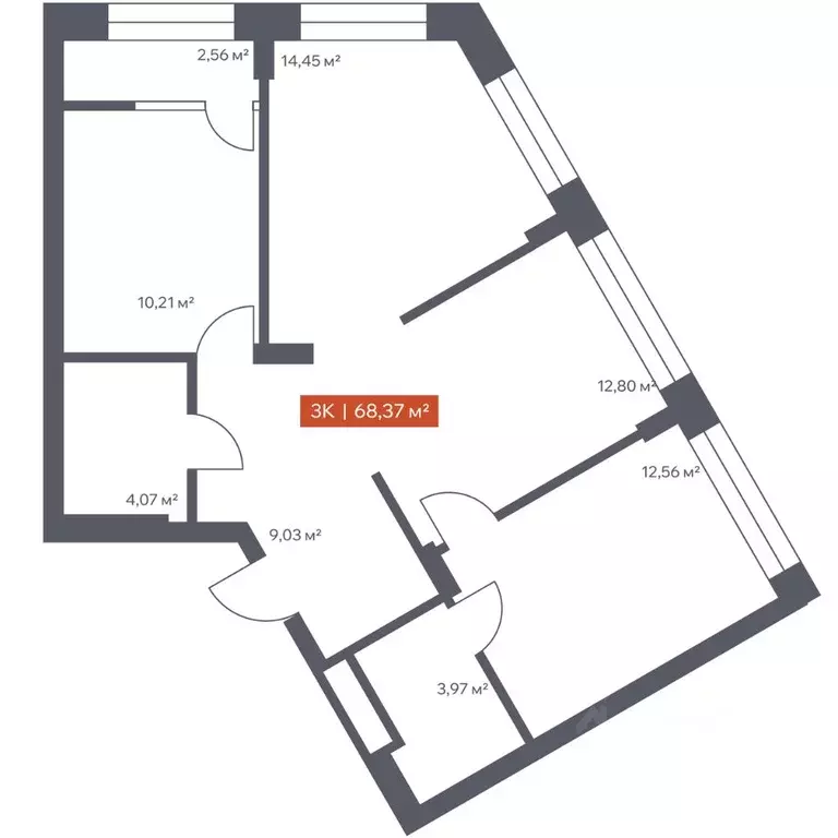 3-к кв. Томская область, Томск Красноармейская ул., 144 (68.37 м) - Фото 0