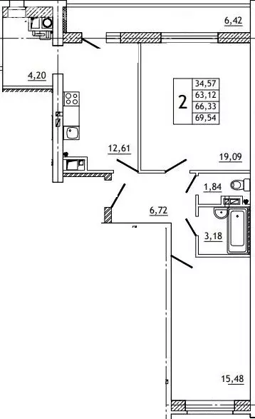 2-комнатная квартира: Смоленский муниципальный округ, деревня ... - Фото 1