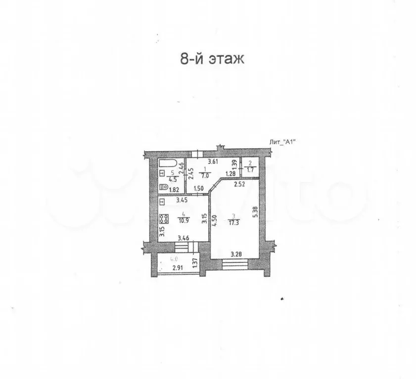 1-к. квартира, 41,4 м, 8/9 эт. - Фото 0