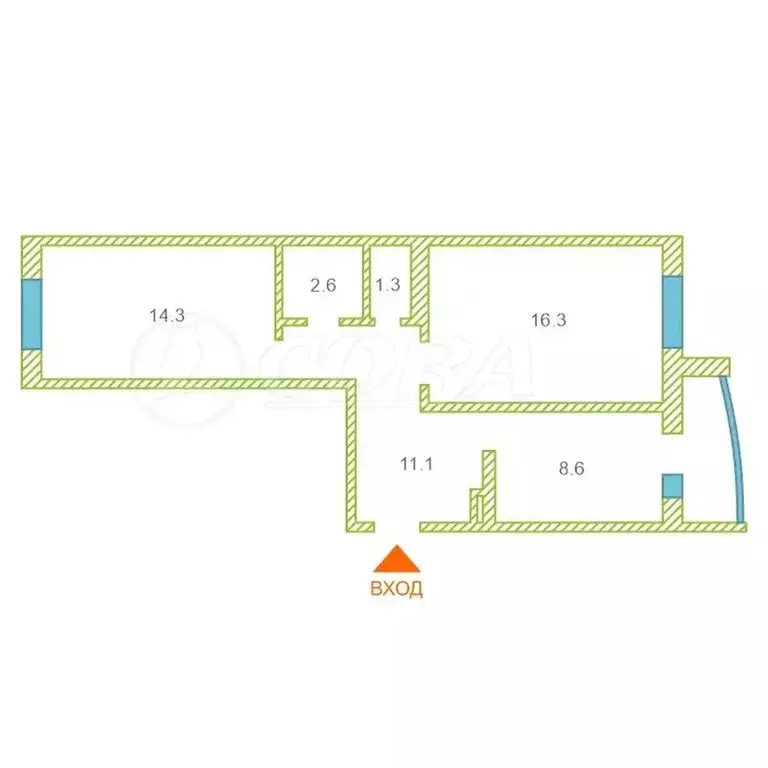 2-комнатная квартира: Тюмень, микрорайон Антипино, Беловежская улица, ... - Фото 2