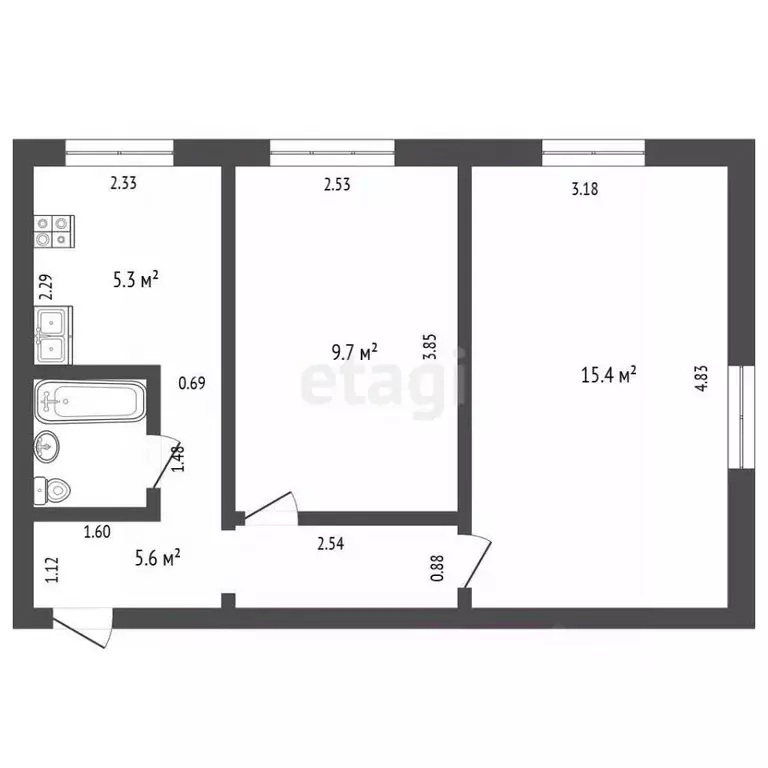 2-к кв. Удмуртия, Ижевск ул. Гагарина, 74 (37.9 м) - Фото 1
