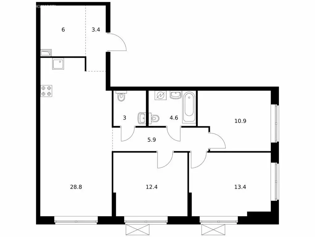 3-комнатная квартира: Казань, улица Анаса Тазетдинова, 1к9 (88.4 м) - Фото 0