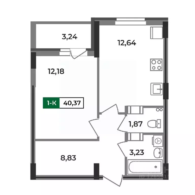 1-к кв. Владимирская область, Ковров Еловая ул., 11 (40.37 м) - Фото 0