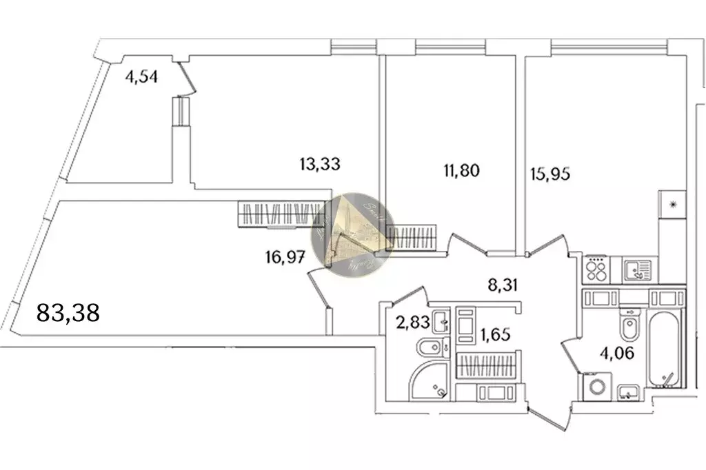 3-комнатная квартира: Санкт-Петербург, Октябрьская набережная, 120 ... - Фото 1