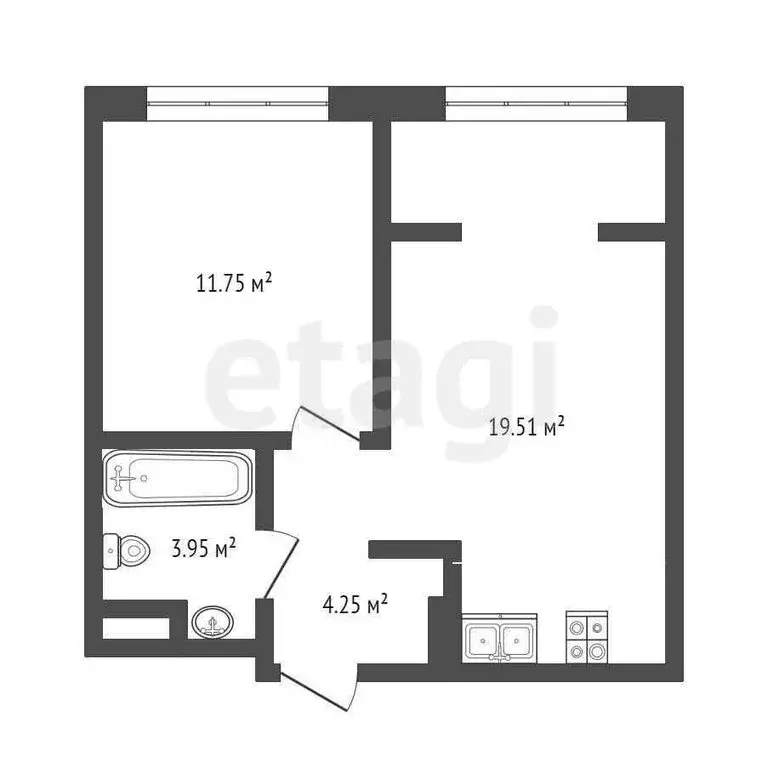 1-комнатная квартира: Тюмень, улица Газовиков, 73 (40.7 м) - Фото 1