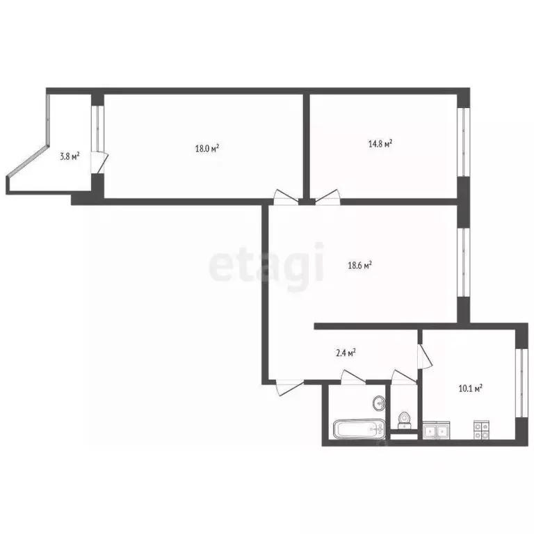 3-к кв. Москва пер. Ангелов, 2 (74.1 м) - Фото 2