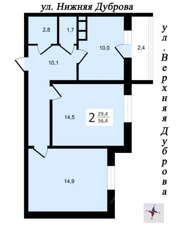 2-к кв. Владимирская область, Владимир ул. Верхняя Дуброва, 42 (56.4 ... - Фото 0