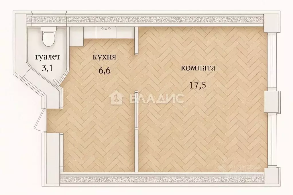 Студия Санкт-Петербург Константиновский просп., 22А (27.2 м) - Фото 2