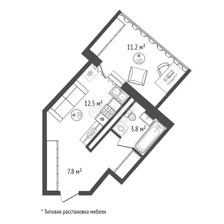 Квартира-студия: Тюмень, улица Чернышевского, 2Бк11 (36.3 м) - Фото 0