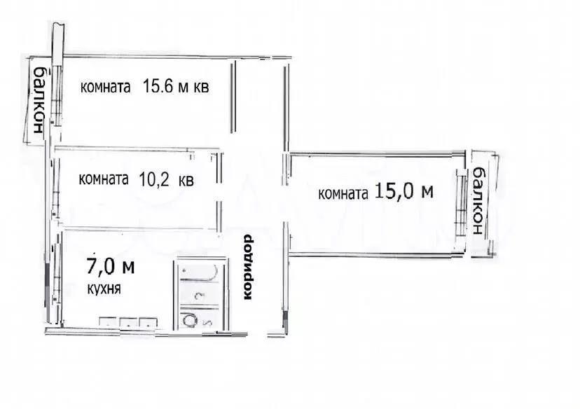 Комната 15м в 3-к., 9/9эт. - Фото 1