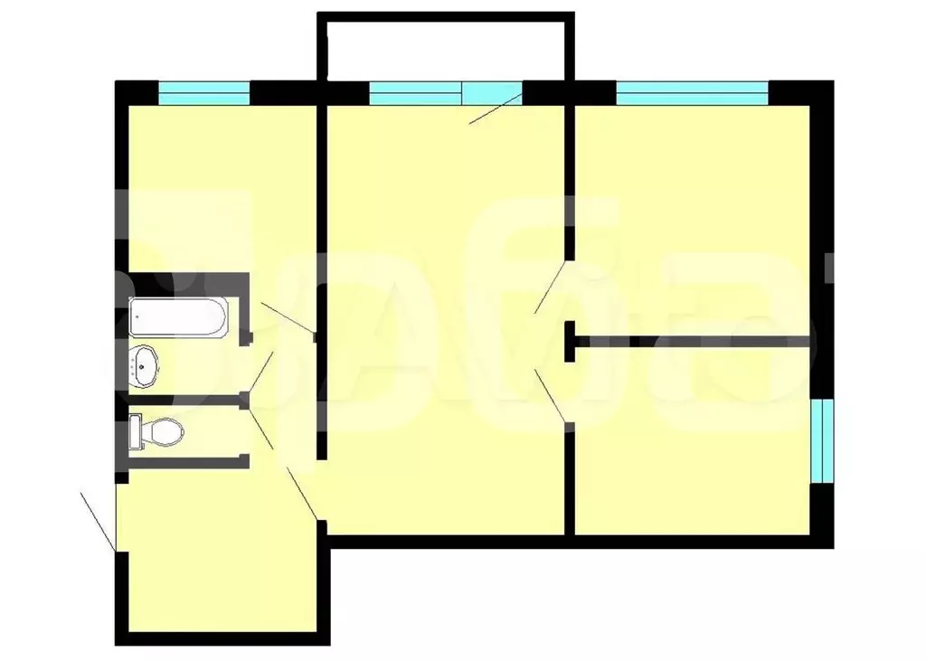 3-к. квартира, 51 м, 1/5 эт. - Фото 0