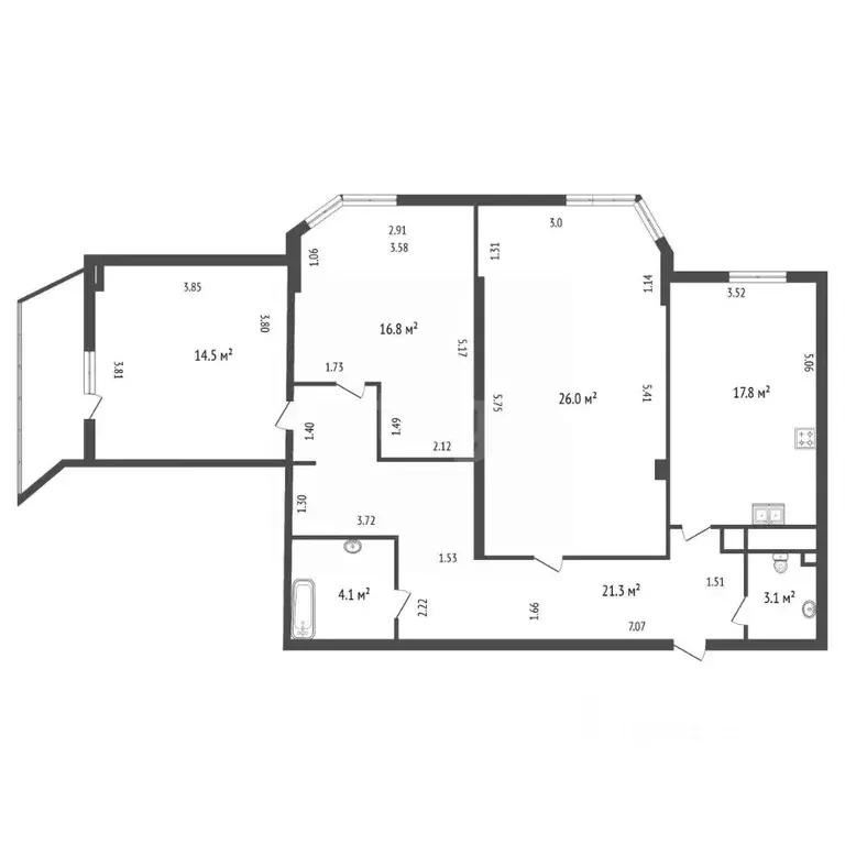 3-к кв. Санкт-Петербург Морская наб., 17к3 (104.2 м) - Фото 2