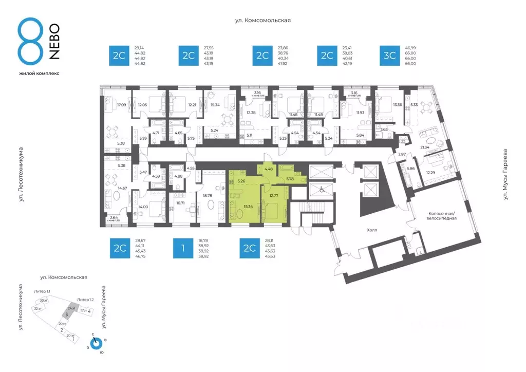 2-к кв. Башкортостан, Уфа Глумилино-1 мкр, 8-е Небо жилой комплекс ... - Фото 2