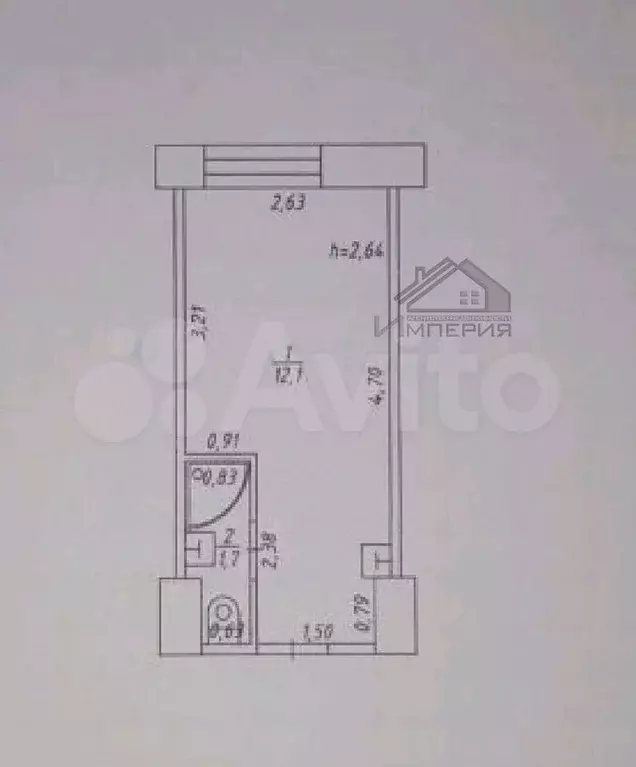 1-к. квартира, 13,8 м, 2/4 эт. - Фото 0