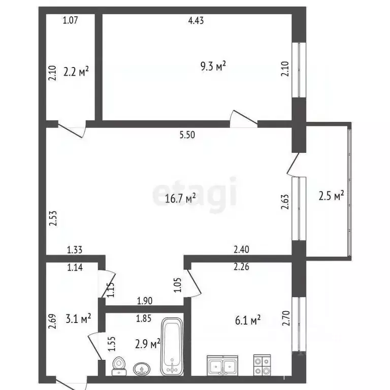 2-к кв. Башкортостан, Стерлитамакский район, Алатанинский сельсовет, ... - Фото 1